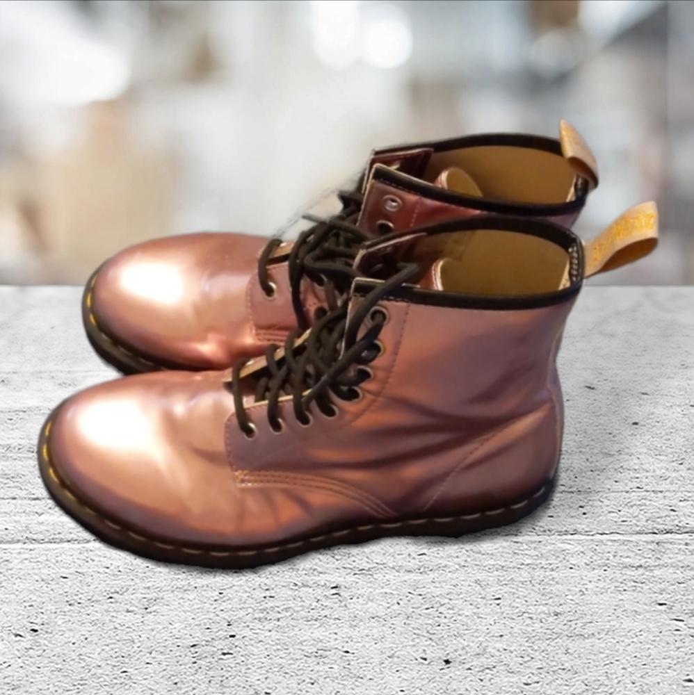 Dr. martens pink metallic boots size 9